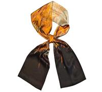 GIMIRO Mujeres Bufanda de Seda Simulada para 150 x 16 cm Doble cara Esquina cuadrada varios estilos Estampado Punto de onda Rayas (Black Orange)