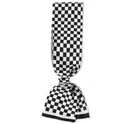GIMIRO Mujeres Bufanda de Seda Simulada para 150 x 16 cm Doble cara Esquina cuadrada varios estilos Estampado Punto de onda Rayas (Black-White Plaid)