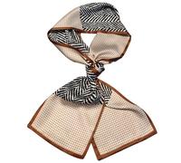 GIMIRO Mujeres Bufanda de Seda Simulada para 150 x 16 cm Doble cara Esquina cuadrada varios estilos Estampado Punto de onda Rayas (Brown Black Chevron Beige Houndstooth Unisex)