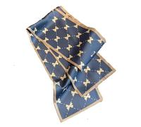 GIMIRO Mujeres Bufanda de Seda Simulada para 150 x 16 cm Doble cara Esquina cuadrada varios estilos Estampado Punto de onda Rayas (Bluish Black Khaki Bowtie Plaid)