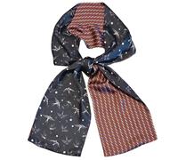 GIMIRO Mujeres Bufanda de Seda Simulada para 150 x 16 cm Doble cara Esquina cuadrada varios estilos Estampado Punto de onda Rayas (Black Claret Swallow)