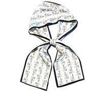 GIMIRO Mujeres Bufanda de Seda Simulada para 150 x 16 cm Doble cara Esquina cuadrada varios estilos Estampado Punto de onda Rayas (Black White Floral)