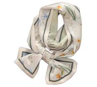 GIMIRO Mujeres Bufanda de Seda Simulada para 150 x 16 cm Doble cara Esquina cuadrada varios estilos Estampado Punto de onda Rayas (Green White Floral)