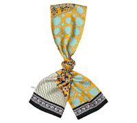 GIMIRO Mujeres Bufanda de Seda Simulada para 150 x 16 cm Doble cara Esquina cuadrada varios estilos Estampado Punto de onda Rayas (Yellow Floral)