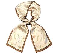 GIMIRO Mujeres Bufanda de Seda Simulada para 150 x 16 cm Doble cara Esquina cuadrada varios estilos Estampado Punto de onda Rayas (Coffee Beige Rice)