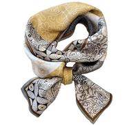 GIMIRO Mujeres Bufanda de Seda Simulada para 150 x 16 cm Doble cara Esquina cuadrada varios estilos Estampado Punto de onda Rayas (Gray White Yellow Floral Unisex)