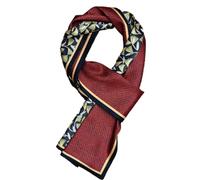 GIMIRO Mujeres Bufanda de Seda Simulada para 150 x 16 cm Doble cara Esquina cuadrada varios estilos Estampado Punto de onda Rayas (Red Golden Leaf Unisex)