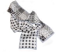 GIMIRO Mujeres Bufanda de Seda Simulada para 150 x 16 cm Doble cara Esquina cuadrada varios estilos Estampado Punto de onda Rayas (Black White Plaid)