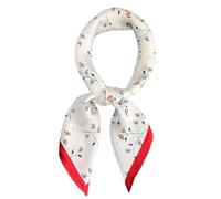 GIMIRO Pañuelo de Satén Cuadrado, 70 x 70 cm, Bufanda cuadrada, Diseño Floral, Punto de onda, Rayas (B03 Claret Red/White)