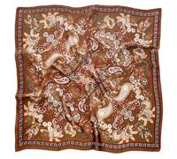 GIMIRO Pañuelo de Satén Cuadrado, 70 x 70 cm, Bufanda cuadrada, Diseño Floral, Punto de onda, Rayas (Brown White Red Flower FJ927-4)