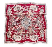 GIMIRO Pañuelo de Satén Cuadrado, 70 x 70 cm, Bufanda cuadrada, Diseño Floral, Punto de onda, Rayas (Red Cream Flower FJ928-4)