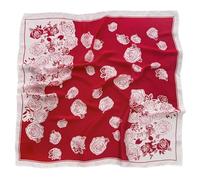 GIMIRO Pañuelo de Satén Cuadrado, 70 x 70 cm, Bufanda cuadrada, Diseño Floral, Punto de onda, Rayas (Red White Rose FJ932-3)