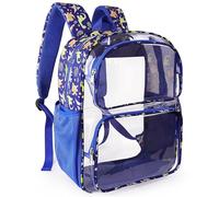 GiMiUiTo Mochila transparente de 16 pulgadas para niños, mochila escolar resistente, mochila transparente para niños de 4 a 8 años, Azul, M, Mochila transparente
