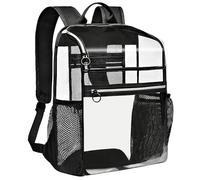 GiMiUiTo Mochila transparente para la escuela, bolsa transparente de PVC de 0,6 mm, mochila transparente resistente para niños y niñas, trabajo universitario, color negro, Negro -, Mochila