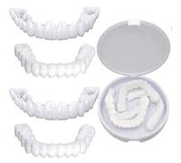 GImLy Dentadura Postiza De Silicona Chapa Cosmética Dientes Instantáneos Conjuntos De Superiores E Inferiores De Sombra Natural Dentaduras Postizas para Hombres Y Mujeres,3 Pairs