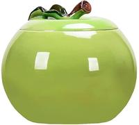 GImLY Recipiente de cerámica con forma de manzana, azucarero, plato de caramelo, tarro de almacenamiento de alimentos con tapa