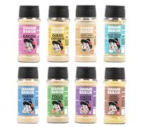 Gimme Sabor Caja Gourmet - 8 Sazonadores 100% Vegetales: Queso Curado, Parmesano, Sour Cream & Onion, Bacon, Bacon & Cheese, Pollo Asado, Queso Azul, Setas Trufa & Mantequilla - Sin Gluten ni Lactosa