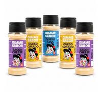 Gimme Sabor Pack Queso Lovers, 5 Sazonadores Veganos para Patatas, Pasta, Palomitas y Pizza, Bacon Cheese, Queso Curado y Queso Azul, Sin Alérgenos ni Glutamato