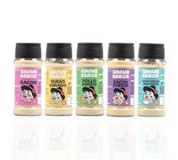 Gimme Sabor Pack Sazonadores Básicos, sabor Bacon, Queso Curado, Pollo Asado, Sour Cream and Onion y Bacon con Queso, Sin alérgenos, sin gluten