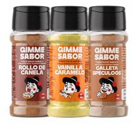 Gimme Sabor Pack Toque Dulce, 3 Toppings Dulces: Rollo de Canela, Vainilla Caramelo y Galleta Speculoos, para Yogur, Café, Batidos, Fruta y Tortitas, Sin Gluten, Sin Lactosa, 100% Vegetal