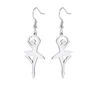 Gimnasia Bailarina Pendientes de Ballet Pendientes Colgantes Bailarina Bailarina de Ballet Joyería inspiradora de bailarina de ballet Regalos de recital de danza de bailarina para mujeres (plata 1)