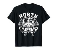Gimnasio de Culturismo North Swole Funny Muscle Santa Christmas Camiseta
