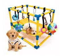Gimnasio de Juego para Cachorros, Sala de Juegos para Perros de 60 x 40 x 40 cm con Hamaca y Juguetes Colgantes Gimnasio Interior de Selva con Juguetes para Perros para Promover el Ejercicio y Mental