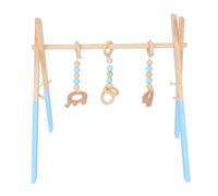 Gimnasio de madera para bebés - Gimnasio plegable con marco de madera, Gimnasio infantil de madera para juegos | Estación de ejercicios de madera para bebés con 4 colgantes, gimnasio sensorial de made