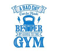 Gimnasio, gimnasio, cita motivacional, entrenamiento, diseño de fitness inspirador Calcomanías de pared de PVC 65.6x80.5cm Fácil instalación Azul