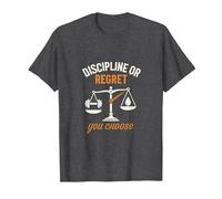 Gimnasio Halterofilia Motivación Disciplina o arrepen Camiseta, Hombre, Jaspeado Oscuro, 4XL