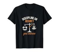 Gimnasio Halterofilia Motivación Disciplina o arrepen Camiseta, Hombre, Negro, 4XL
