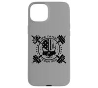 Gimnasio One Nation Under God Skull Barbells con Bandera Estadounidense Carcasa para iPhone 15 Plus