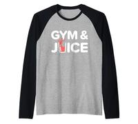Gimnasio y Jugo Entrenamiento Divertido Jugo Saludable Fitness Dieta Camiseta Manga Raglan