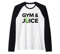 Gimnasio y Jugo Entrenamiento Divertido Jugo Saludable Fitness Dieta Camiseta Manga Raglan