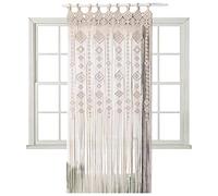 GIMOCOOL Cortinas de Puerta de macramé, Paneles de Ventana de Cortina de macramé, 78.74x33.46in Boho Cortinas Macrame Cortina Tapices de Pared para Dormitorio Boda Foto Telón de Fondo