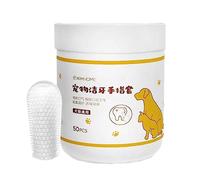 GIMOCOOL Toallitas para Dientes de Perro | Toallitas para Perros para Dientes - Cuidado de los oídos y la cóclea, toallitas húmedas seguras y eficaces para Dientes de Gato, 50 Unidades, Suministros