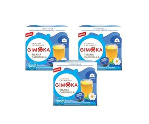 Gimoka, Bebida Soluble de MANZANILLA Azúcares Reducidos - 48 Cápsulas - Compatibles con Máquinas de Café Nescafè Dolce Gusto - Producido en Italia - 3 Paquetes de 16