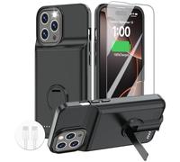 GIN FOXI Funda de batería para iPhone 16 Pro Max, funda de carga con soporte, recargable de 8500 mAh, ultrafina, protección anticaídas, batería extendida, funda de carga para iPhone 16 Pro Max de 6.9