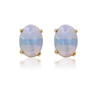 Gin & Grace Pendientes de ópalo etíope natural de oro amarillo de 14 quilates para mujer, regalos de vacaciones, joyería de ópalo con forma de ópalo de origen ético, auténtico y orgánico (corte