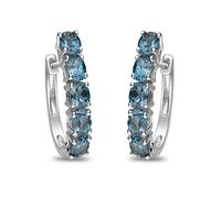 Gin & Grace Pendientes de plata de ley 925 con topacio azul de Londres para mujer, éticamente, piedra preciosa de metal, topacio azul de Londres