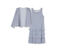 Gina Bacconi Vestido de Chaqueta con Cuentas y Hombros de Encaje cóctel, Hormigón, 46 para Mujer