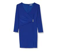 Gina Bacconi Vestido de corpiño Cruzado con Ribete Dorado cóctel, Lapis Azul, 42 para Mujer