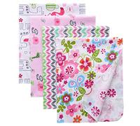 Gina Era Mantas de franela para recepción, 100% algodón, 4 piezas, talla única, 30 x 30 pulgadas, para bebé o niña (estilo 1)