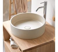 Gina - Lavabo redondo de terrazo color crema H 12 x B 39 x T 39 cm