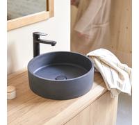 Gina - Lavabo redondo de terrazo negro H 12 x B 39 x T 39 cm
