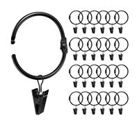 Ginbel Direct Clip de Cortina de Metal para Ventana, Ducha, Dormitorio, Anillos de Cortina Negros Que se Pueden Abrir (2 Pulgadas, Paquete de 24)