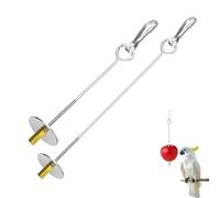 Ginddy 2 Unidades Brochetas Comedero para Loros Acero Inoxidable - Porta Frutas/Vegetales + Juguete de Búsqueda de Comida para Periquitos, Aves Mascotas (Grande 22cm + Pequeño 17cm)