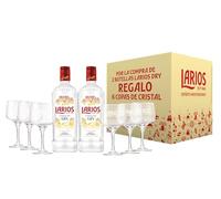 Ginebra Larios Dry litro caja de 2 botellas + 6 copas