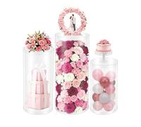 Ginelm: 3 piezas de soportes cilíndricos de pedestal para fiestas, mesas de pedestal redondas transparentes, pilares de plintor para fiestas, cumpleaños, accesorios de boda