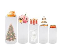 Ginelm: 5 piezas de pedestales cilíndricos transparentes de acrílico para fiestas, mesas redondas de pedestal para exhibición, pilares de plinto para bodas, fiestas de cumpleaños, decoración artística